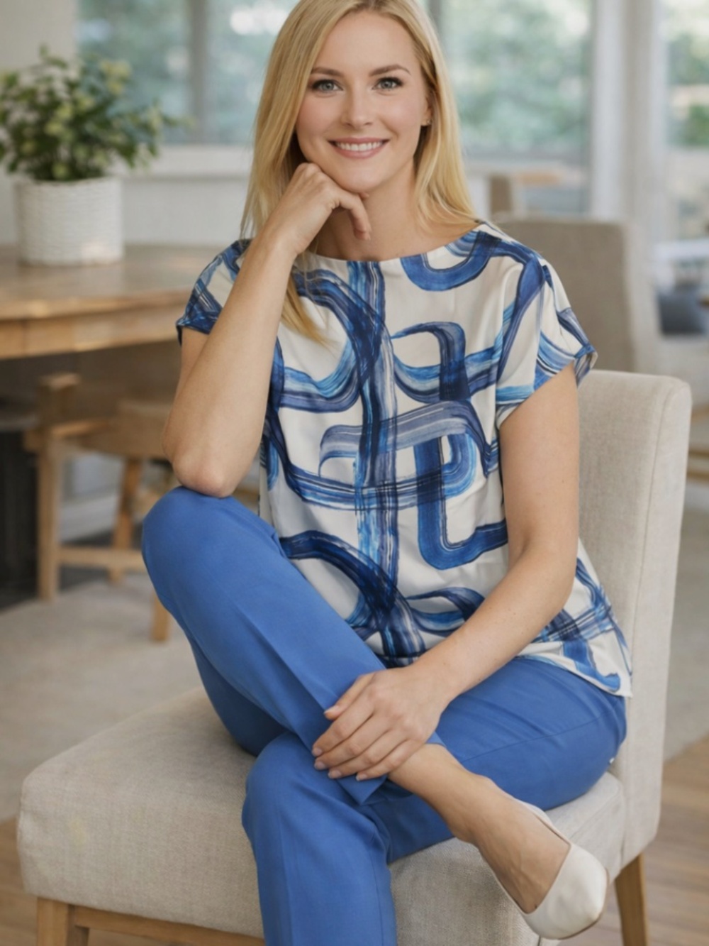 Calvin Klein Women's Printed Mock-Neck Top Size S NWT,
